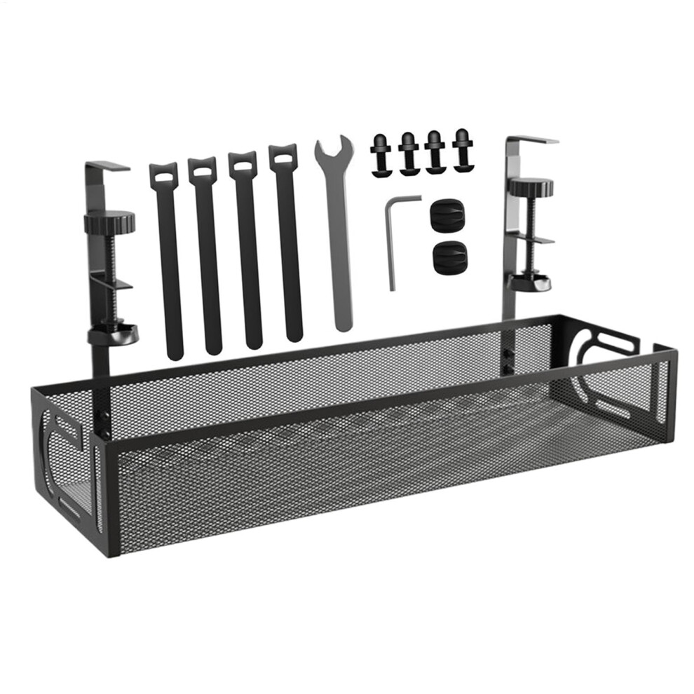 Cable Management Under Desk Storage, Carbon Steel Wire Organizer Rack For Black Desks 6038364875211