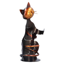 Katzenförmiger Metall-Weinregal-Skulptur Regal – Schmiedeeiserne Wohnungdekoration