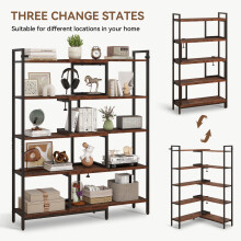 5 Tiers Corner Bookcase Tall Shelf Storage Display Rack Home Office UK