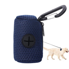 Dog Poop Bag Holder with Mesh Attachment, Portable Zippered Waste Bag Dispenser for Dogs, Navy Color, Unisex
