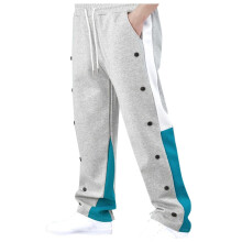 Men's Jogging Bottoms Long Straight Leg Training Trousers with Pockets Comfortable Colour Block Fitness Style Elastic Waist