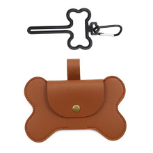 Dog Waste Bag Dispenser Leather Holder Brown, Portable Rabbit Waste Carrier for Walking, Pet Supplies Accessories