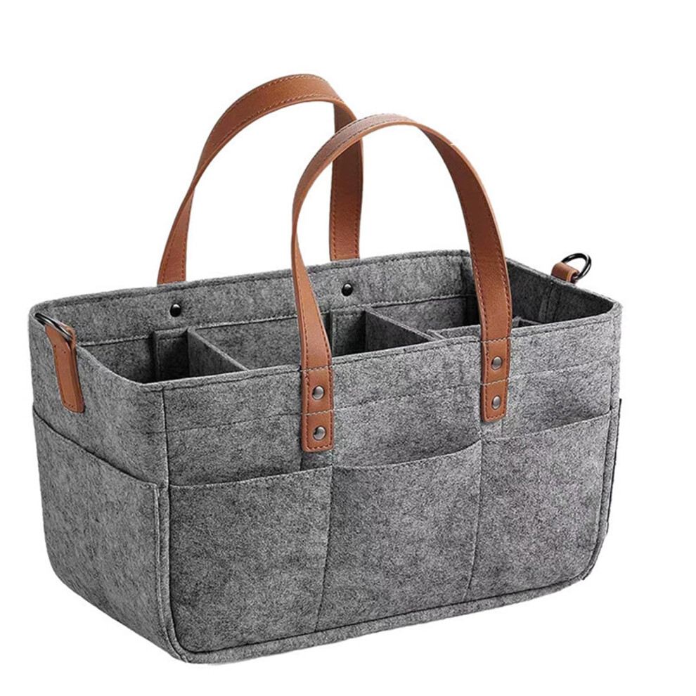 Nappy Organiser Baby Caddy with Compartments 38x23x18 cm Portable Changing Bag for Wet Wipes and Toys with Handles