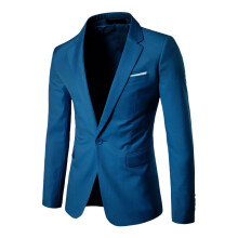 Slim Fit Blazers for Men, Casual One Button Blazer, Single Breasted Business Jacket, Blue L, Slim Pocket Design