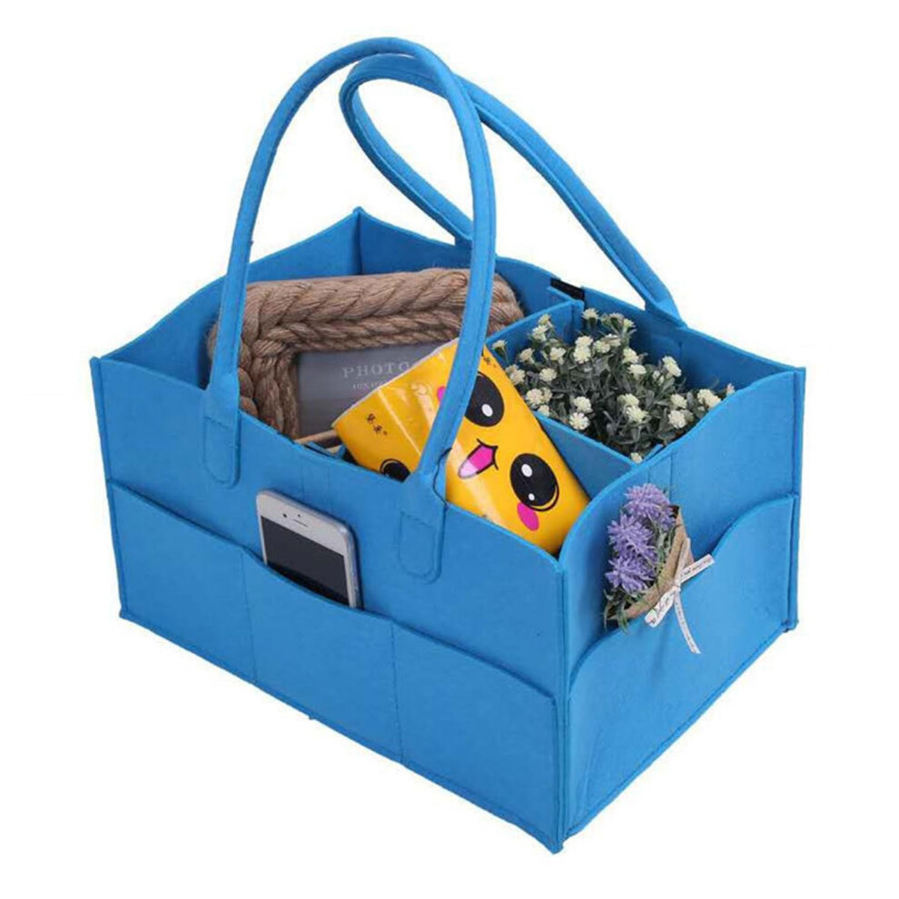 Set of 2 Nappy Organisers, Portable Baby Nappy Caddy with Handles, Multi-Compartment Changing Bag for Nappies and Wipes