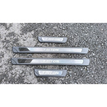 (Black) Car For Mitsubishi Triton 2023 2024 2025 Accessories Door Sill Threshold Protector Trim Auto Scuff Plate Pedal Styling Stickers