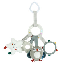 Pram Toy Teether Car Seat Toy for Toddlers with Soft Plush Teething Ring and Clip for Pushchair Compatibility