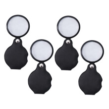 4-Piece Folding Magnifying Glass Set with Protective Case for Cards, Photos, Jewelry, and Hobbies – Portable and Lightweight