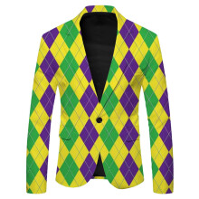 Men's Blazer Long Sleeve Colourful Neon Jacket Suit for LGBT Pride Month, XXL Size Funky Carnival Costume