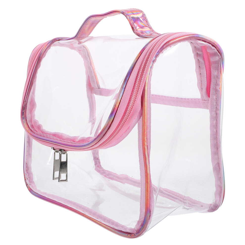 Happyyami Pink Portable Pvc Makeup Bag Splashproof Travel Cosmetic Organizer
