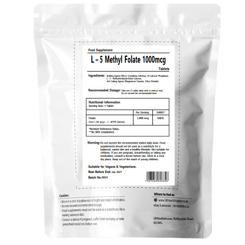Methyl Folate 1000mcg Tablets L-5-MTHFro Vitamin B9 x 60 1
