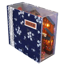 Assembly Book Corner Dollhouse Bookshelf Kit with Lights Japanese Landscape Model for Children and Women Valentine's Day Gift