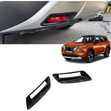 (Carbon Fiber) ABS Carbon Fiber red Silvery Rear Bumper Fog Light Lamp Cover Trim ,Rear Fog lamp Cover for Nissan Rogue 2021 2022 2023 (Carbon Fiber)