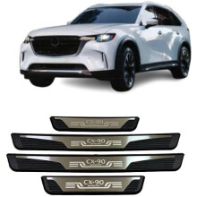 (silvery) Car Door Sill Protectors for Mazda CX90 2022 2023 2024 2025 Accessories, Plastic Anti-Scuff Cover Plates Car Door Threshold Protection