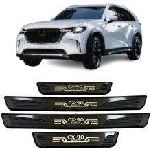(black) Car Door Sill Protectors for Mazda CX90 2022 2023 2024 2025 Accessories, Plastic Anti-Scuff Cover Plates Car Door Threshold Protection