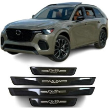 (black) Car Door Sill Protectors for Mazda CX70 2022 2023 2024 2025 Accessories, Plastic Anti-Scuff Cover Plates Car Door Threshold Protection