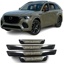 (silvery) Car Door Sill Protectors for Mazda CX70 2022 2023 2024 2025 Accessories, Plastic Anti-Scuff Cover Plates Car Door Threshold Protection