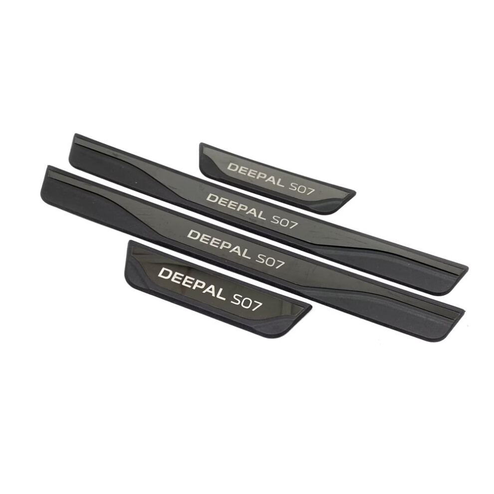 (Black) For Changan Deepal S07 Door Sill Threshold Scuff Plate Strip Car Accessories Welcome Pedal Protector Trim Stickers 2024 2025 Black