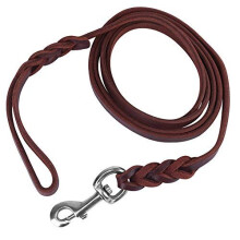 Heavy Duty Leather Dog Leash Braided 1.2m for Medium and Small Dogs - Durable Pet Training Walking Leash