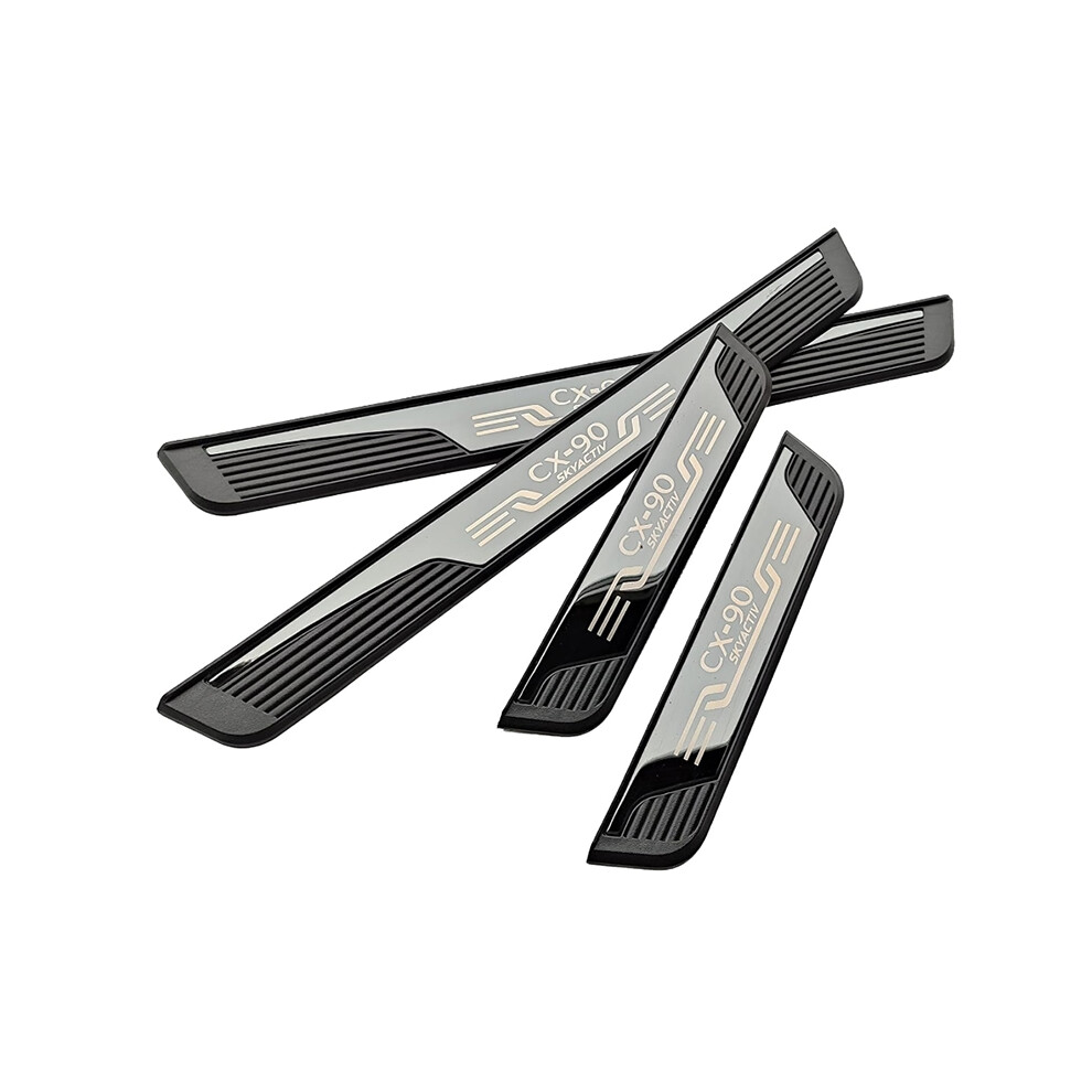 (Black) Door Sill For Mazda Cx90 Cx-90 Car Accessories Scuff Plate Protector Auto Stickers Cover Threshold Styling Trim 2022 2023 2024 Black 6910530007025