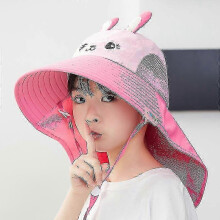 (Pink bunny) Kid's Sun Hat Wide Brim Upf 2000 Sunshade Hat