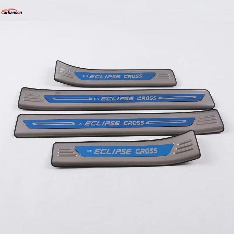 (Blue) For Mitsubishi Eclipse Cross Car Accessories 2018 2019 2023 Stainless Steel Door Sill Trim Protector Scuff Plate Guard Stickers Blue 6910530007179