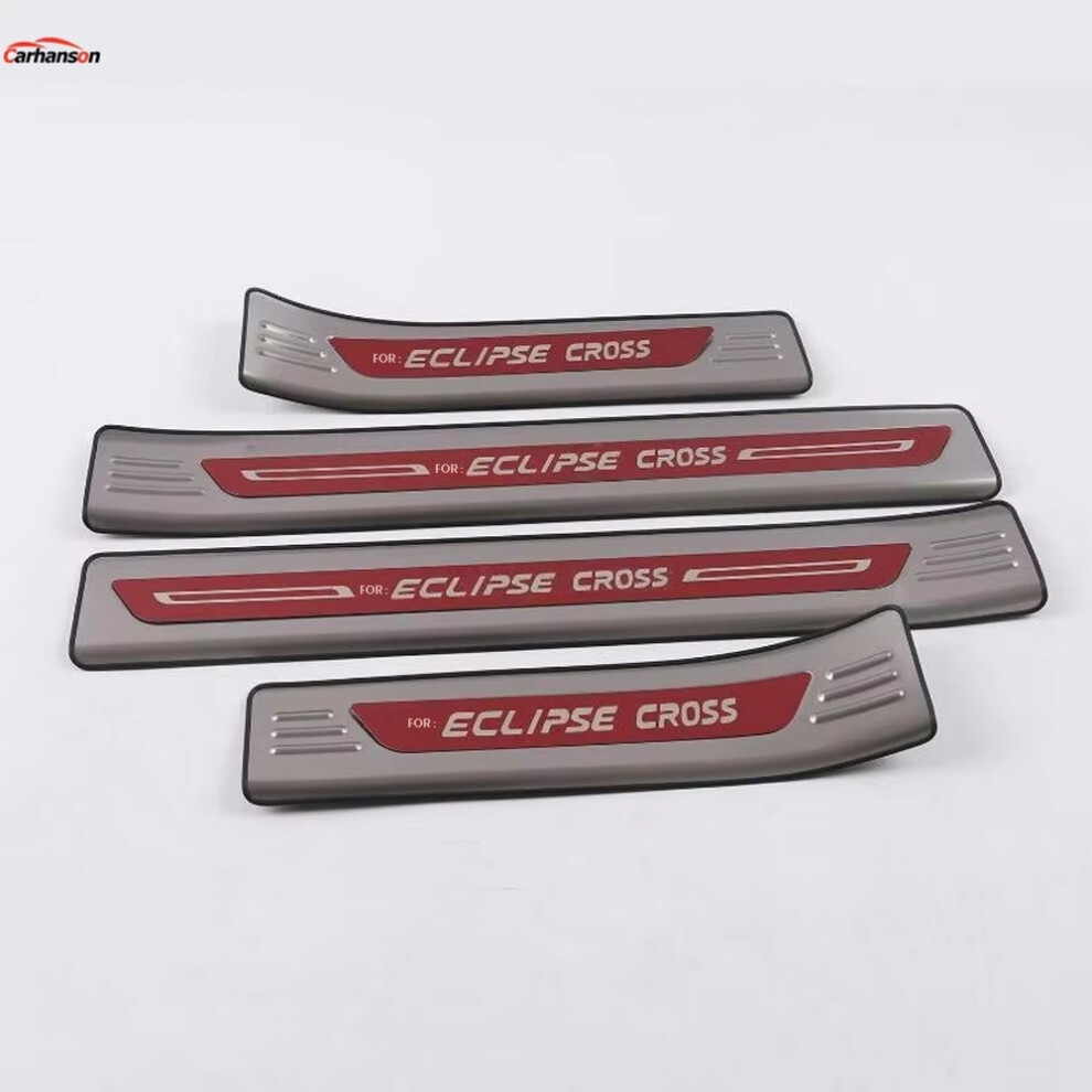 (Red) For Mitsubishi Eclipse Cross Car Accessories 2018 2019 2023 Stainless Steel Door Sill Trim Protector Scuff Plate Guard Stickers Red 6910530007186