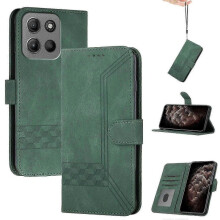 (Green, For Motorola Moto G15) (new) Cubic Skin Feel Flip Leather Phone Case