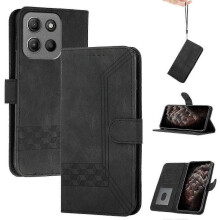 (Black, For Motorola Moto G15) (new) Cubic Skin Feel Flip Leather Phone Case
