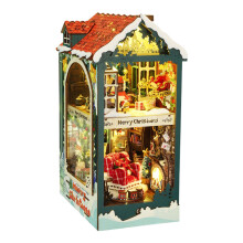 Christmas Book Nook Miniature Set DIY Craft Kit for Adults, Holiday Decor Diorama, Wood and Paper Materials for Teenagers