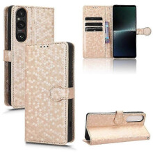 (Gold, For Sony Xperia 1 V) Honeycomb Dot Texture Leather Phone Case