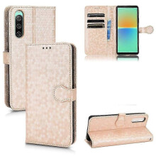 (Gold, For Sony Xperia 10 V) Honeycomb Dot Texture Leather Phone Case