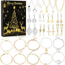 Advent Calendar 2024 Women's Jewellery and Beauty Set, 24 Pieces Christmas Gift for Her, Festive Surprises