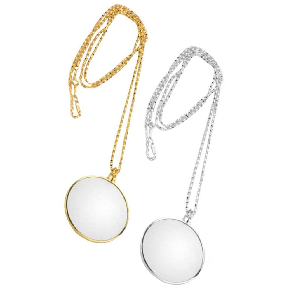 2 Pieces Magnifying Glass Necklace with Pendant for Crafting and Inspections, 3x Magnification for Seniors