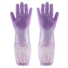 Pet Grooming Glove for Cats, Gentle De-Shedding and Cleaning Mitt, Shampoo Massage Brush, Violet Color