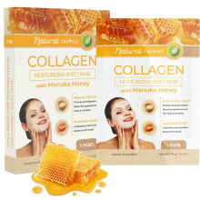 Natural Chemist Blatt-Gesichtsmaske mit Kollagen und Manuka-Honig  Feuchtigkeitsspendende Anti-Aging- und hautstraffende, feuchtigkeitsspendende und