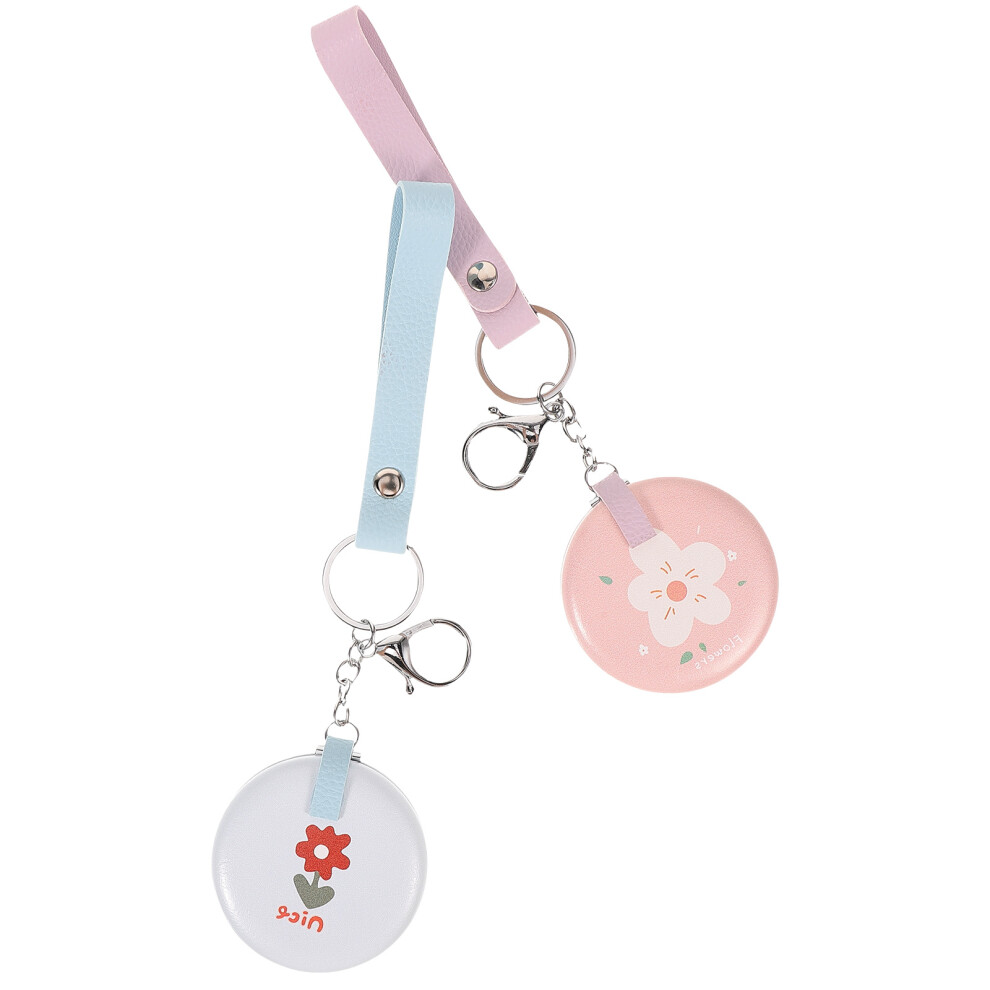 Totority 2 Pcs Mini Mirror Pendant Keychain Compact Folding Ring Miss