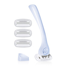 Kit de barbear Billie Razors para mulheres - Navalha feminina + recargas de navalha de 4 x 5 lminas + suporte magntico - azul frio