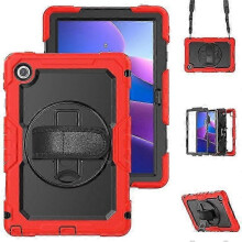 (Red) Compatible For Lenovo Tab 10.1 (2025) TB-311XU / Tab TB311FU Case PC + Silicone Tablet Cover with PET Anti-Scratch Film and Shoul