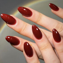 GLAMERMAID Cherry Red Lis na nehty Stredne Mandlov Rucne vyroben Jelly Soft Gel Tmave cerven Lepidlo na nehty Stiletto Burgundy Emo Falen nehty