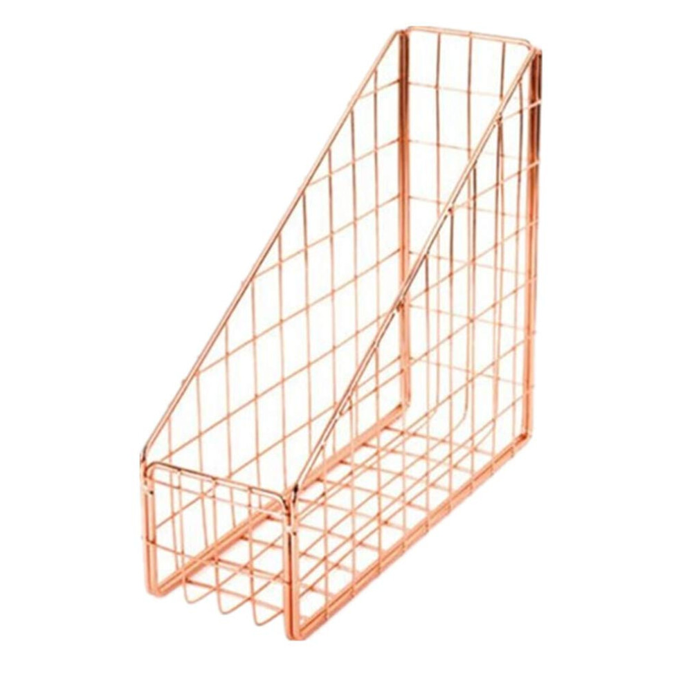 Magazine Rack Desk Organiser - Rose Gold Paper Storage Solution, Office Organiser for Documents and Files, Stylish and Functional-image-OPC-PK6Y9XR-NEW