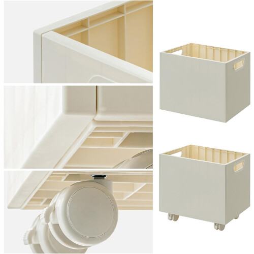 Book Storage Box with Under-Table Roller, Large Capacity Fabric Organizer Basket for Office and Home Use 2