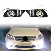 1Pair Car Front Bumper Fog Light Grill with lights for MERCEDES BENZ C-Class W204 C200 C230 C250 C300 C350 2008 2009 2010