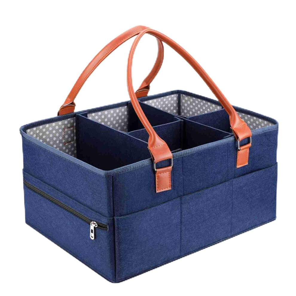 Baby Nappy Caddy Organiser with Removable Divider, Large Nursery Storage Basket Made of Thickened Material