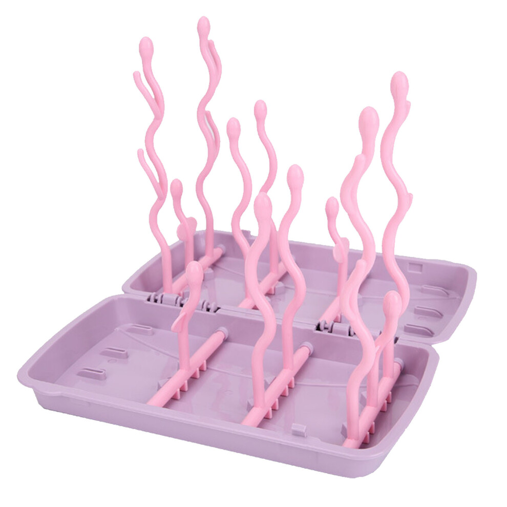 Baby Bottle Drying Rack Pp Safe Foldable Portable Pink