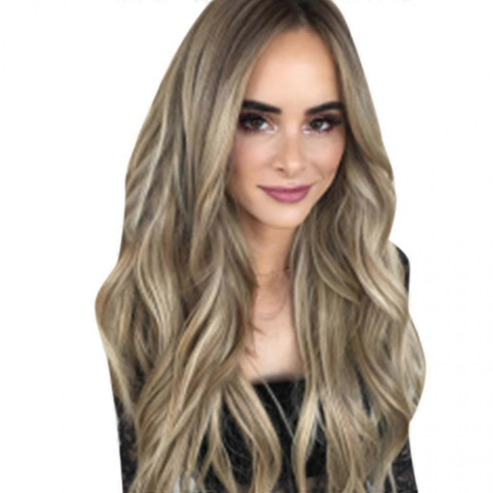 Unisex Women Mix Colors Gradient Long Curly Synthetic Wig Full Wig Wavy Wig