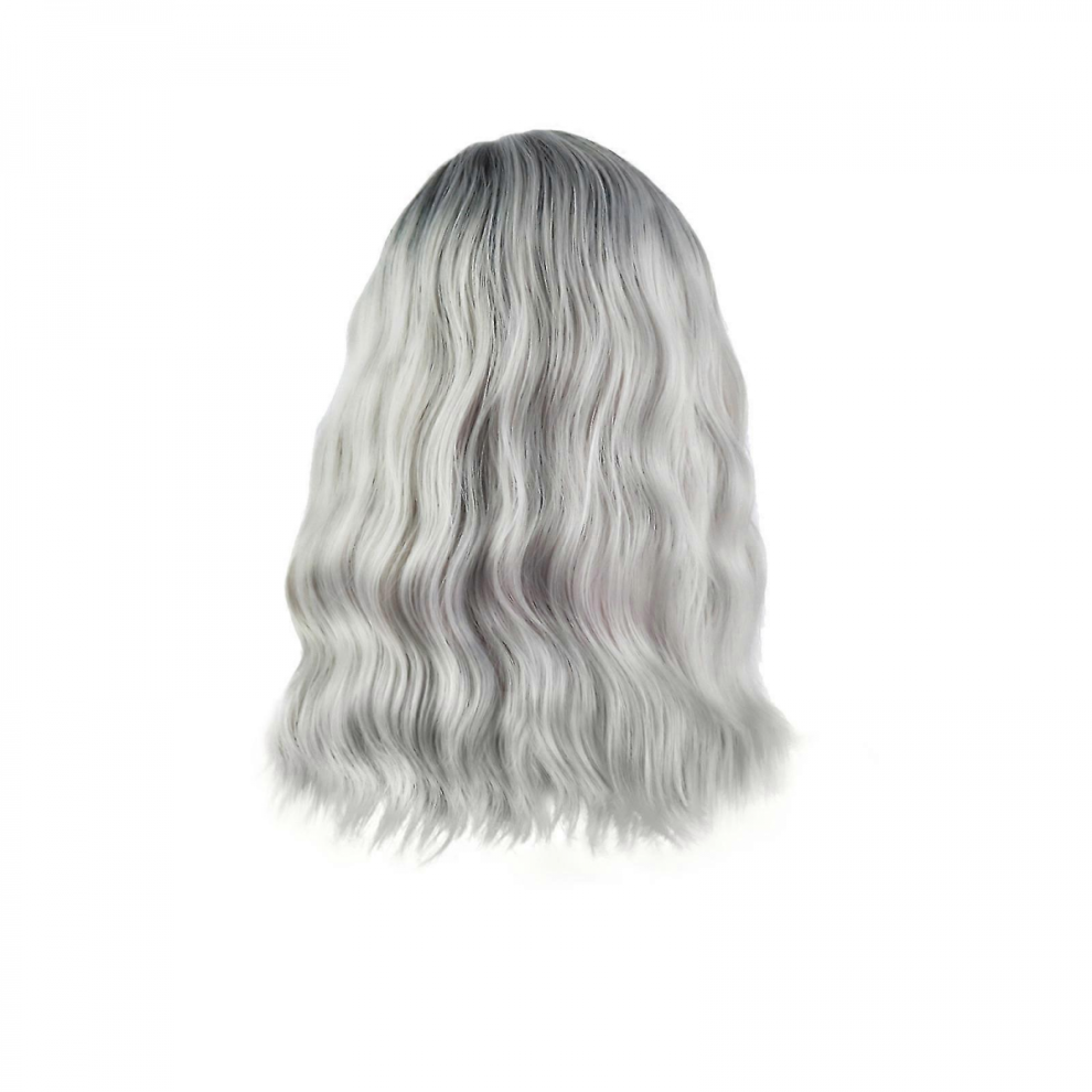 Unisex Gray Gradient Color Short Curly Hair Fashion Highlighting Grandma Wigs Headgear