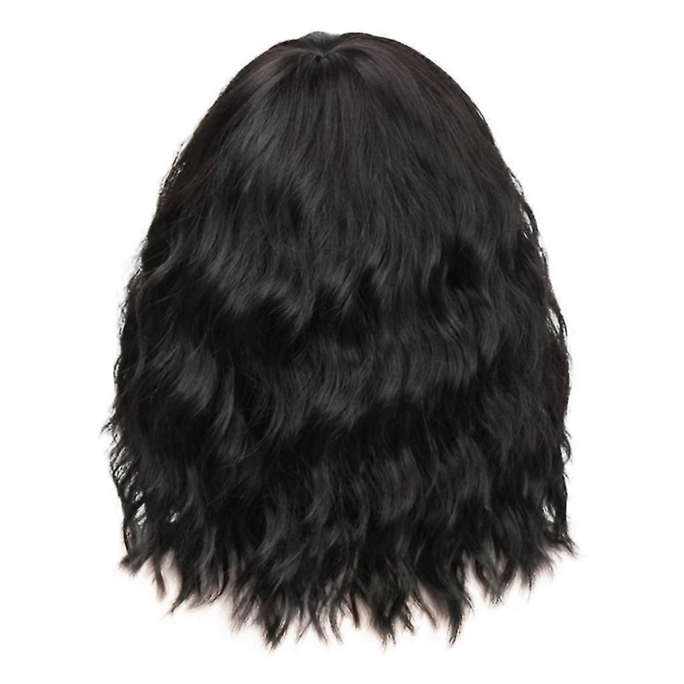 Unisex Black Short Wave Curly Hair Wig Synthetic Water Wave Curly Hair Wigs Fashion
