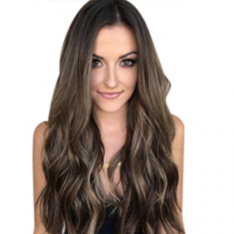Unisex Women Mix Colors Gradient Long Curly Synthetic Wig Full Wig Wavy Wig
