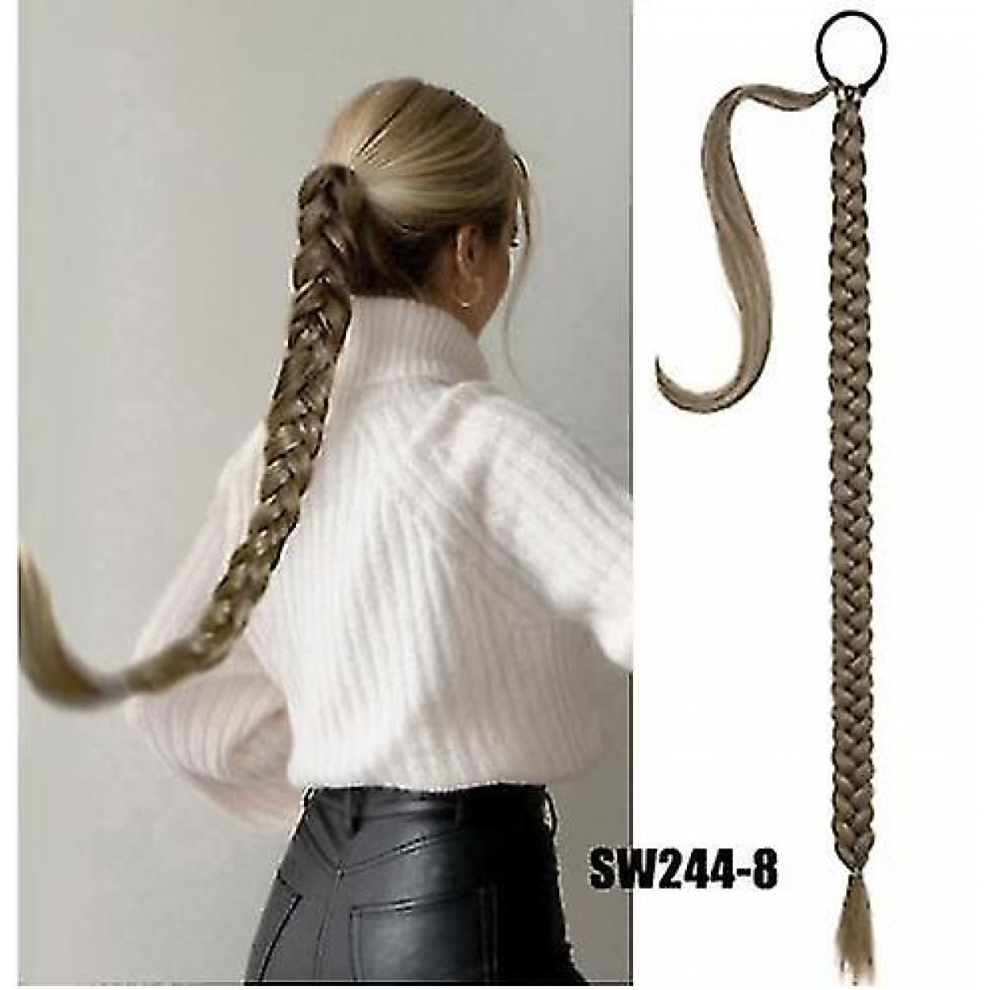 Diy Braided Ponytail Extension With Hair Tie Straight Wrap Braid Hair Natural Soft Synthetic Hairpiece 80cm